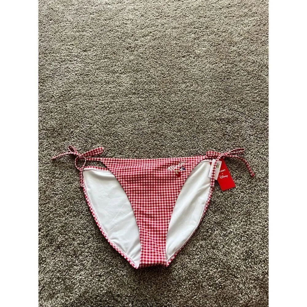 Old Navy x Disney Red And White Plaid Minnie Mouse Bikini Bottom Woman’s Size 2X